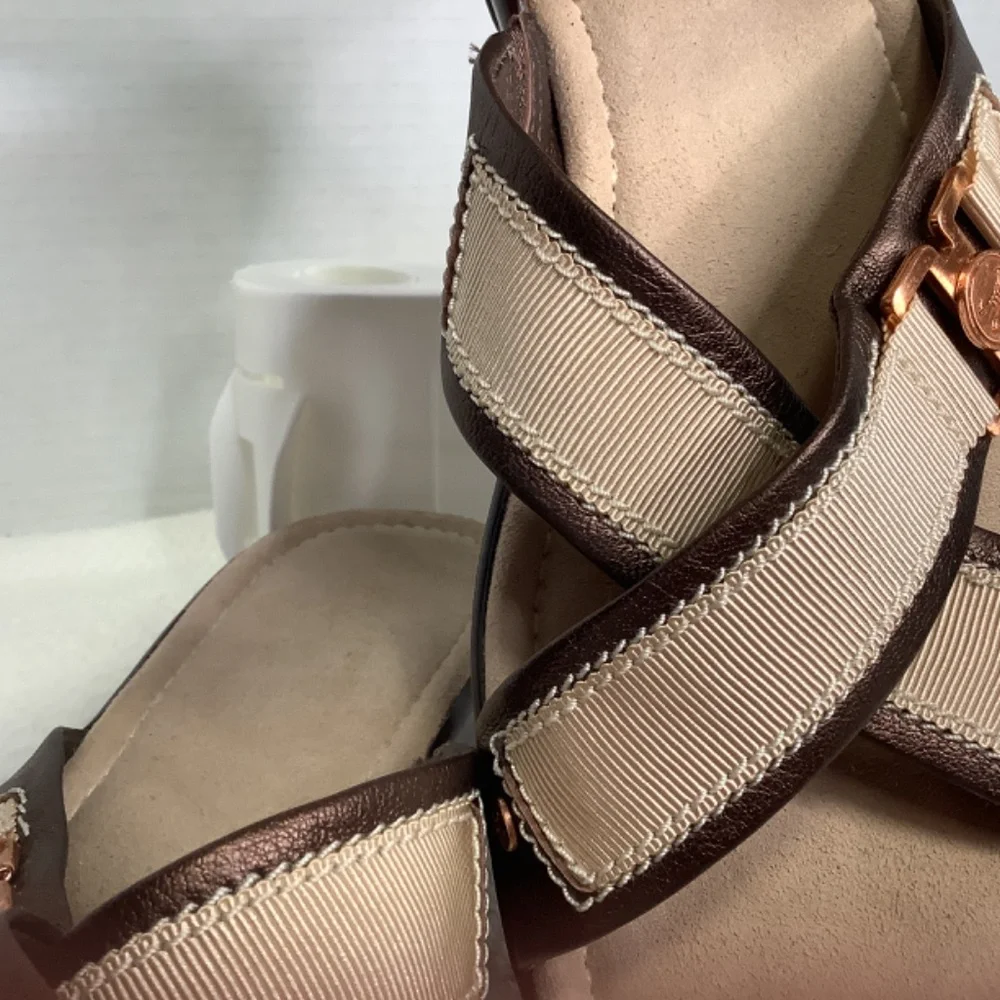Cole Haan Nike air‎ ladies cross strap slides platform beige/copper